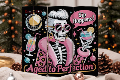 Glam Skeleton Cocktail Tumbler Wrap Sublimation DesignSVG 