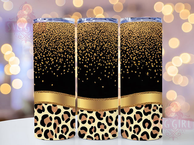 Glam Sparkle Leopard Tumbler, Glam Animal Cup, Glitter Cat Design, Luxury Beast Present, Shimmering Leopard Art, Fashion Animal Gift, Glamour Cat Tumbler Sublimation SvggirlplusArt 