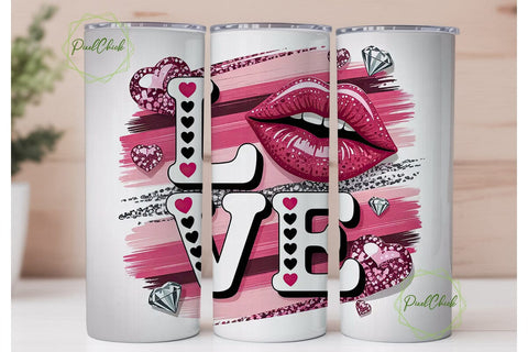 Glam Valentine's Love Tumbler Wrap Sublimation PixelChick 