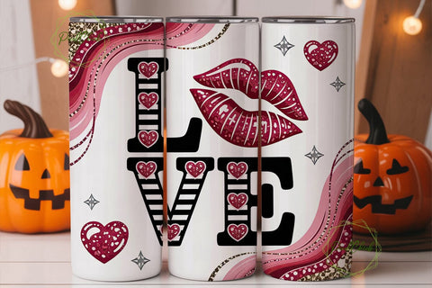 Glam Valentine's Love Tumbler Wrap Sublimation PixelChick 