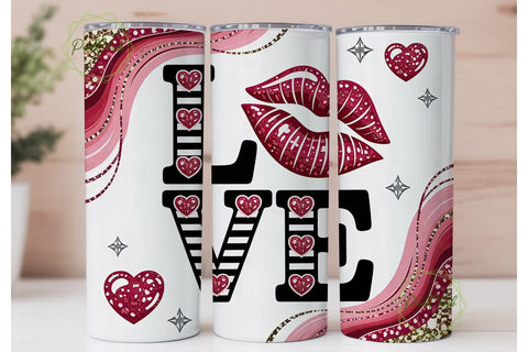 Glam Valentine's Love Tumbler Wrap Sublimation PixelChick 