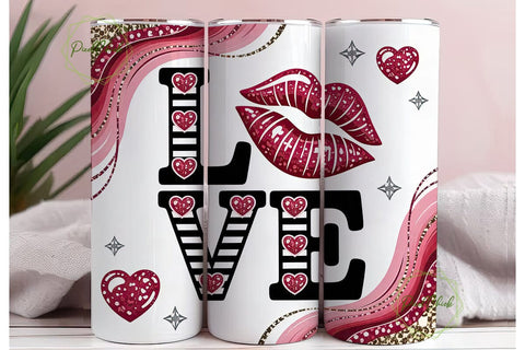 Glam Valentine's Love Tumbler Wrap Sublimation PixelChick 