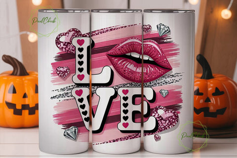 Glam Valentine's Love Tumbler Wrap Sublimation PixelChick 