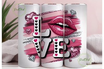 Glam Valentine's Love Tumbler Wrap Sublimation PixelChick 
