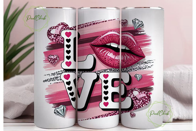 Glam Valentine's Love Tumbler Wrap Sublimation PixelChick 