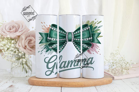 Glamma Emerald Bow 20oz Tumbler Wrap Sublimation sassyprint 