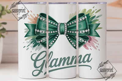 Glamma Emerald Bow 20oz Tumbler Wrap Sublimation sassyprint 
