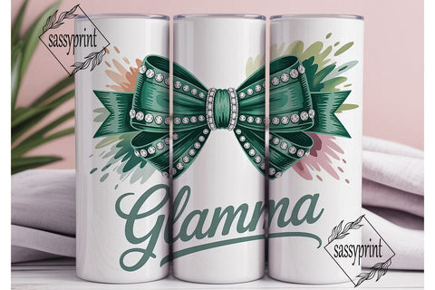 Glamma Emerald Bow 20oz Tumbler Wrap Sublimation sassyprint 