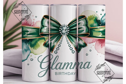 Glamma Emerald Bow 20oz Tumbler Wrap Sublimation sassyprint 