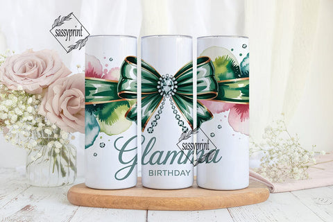 Glamma Emerald Bow 20oz Tumbler Wrap Sublimation sassyprint 