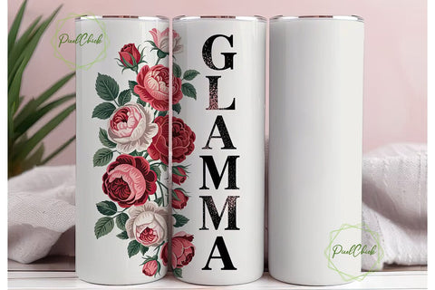 Glamma Floral 20oz Tumbler Wrap Sublimation PixelChick 