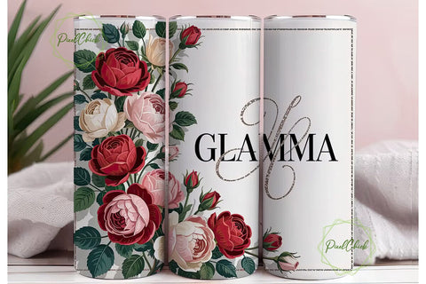 Glamma Floral 20oz Tumbler Wrap Sublimation PixelChick 