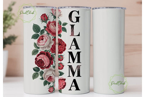 Glamma Floral 20oz Tumbler Wrap Sublimation PixelChick 