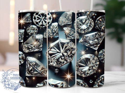 Glamorous 3D Diamond Sparkly Tumbler Wrap, Pretty Diamond Wrap, 20oz Sublimation Tumbler, Glamorous Drinkware, Sparkly Gift, Elegant Tumblers, Unique Bling Tumbler Sublimation ToriDesigns 