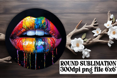 Glamorous 3D Lips Sublimation Set: Feminine Decor for Circle & Car Coaster Sublimation afrosvg 