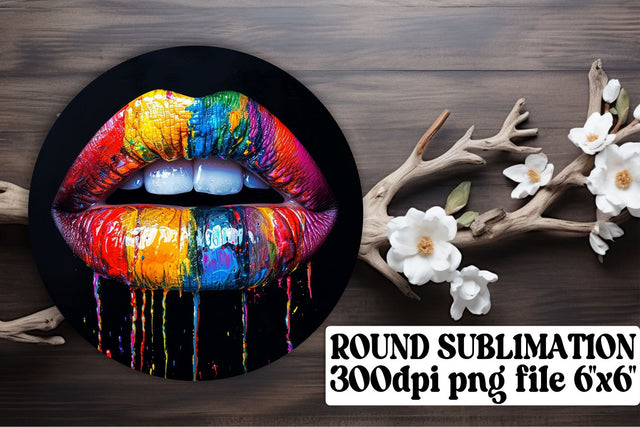 Glamorous 3D Lips Sublimation Set: Feminine Decor for Circle & Car Coaster Sublimation afrosvg 