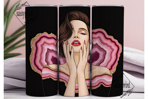 Glamorous Agate Woman 20oz Tumbler Wrap Sublimation sassyprint 