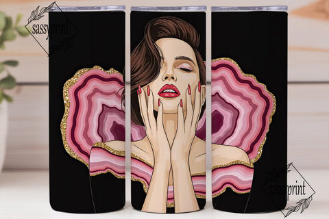 Glamorous Agate Woman 20oz Tumbler Wrap Sublimation sassyprint 