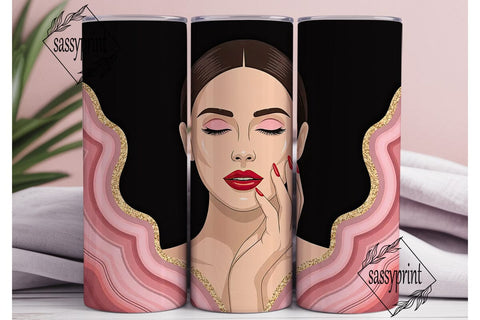 Glamorous Agate Woman 20oz Tumbler Wrap Sublimation sassyprint 