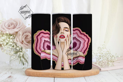 Glamorous Agate Woman 20oz Tumbler Wrap Sublimation sassyprint 