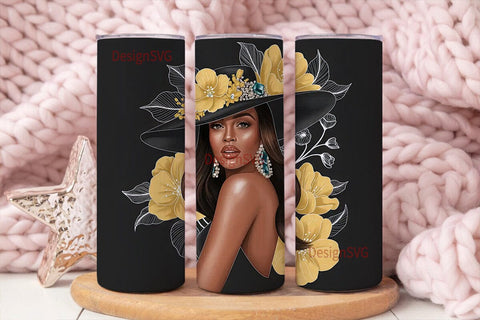 Glamorous Black Woman 20oz Tumbler Wrap Sublimation DesignSVG 