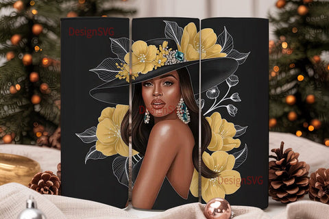 Glamorous Black Woman 20oz Tumbler Wrap Sublimation DesignSVG 