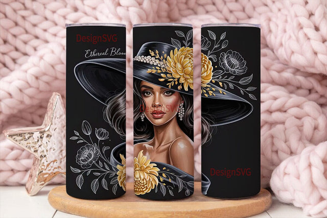 Glamorous Black Woman 20oz Tumbler Wrap Sublimation DesignSVG 