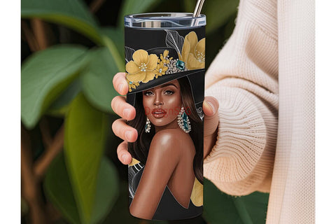 Glamorous Black Woman 20oz Tumbler Wrap Sublimation DesignSVG 