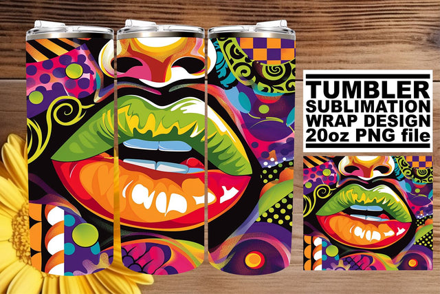 Glamorous Colorful Lips Wrap for Tumblers – 20oz Sublimation Sublimation afrosvg 