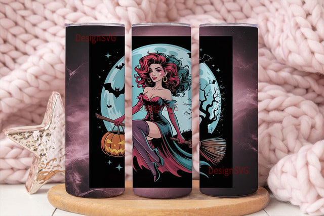 Glamorous Halloween Witch 20oz Tumbler Sublimation DesignSVG 