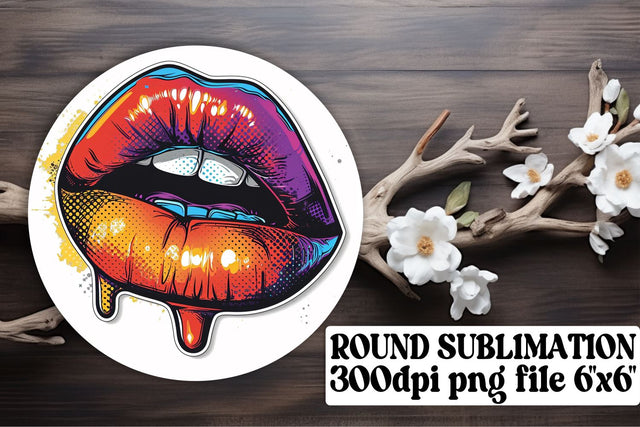 Glamorous Lips Decor & Accessories: Sublimation Circle, Keychain, Car Coaster Sublimation afrosvg 