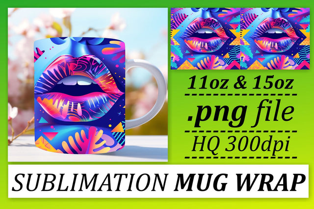 Glamorous Lips Mug Wrap Sublimation afrosvg 