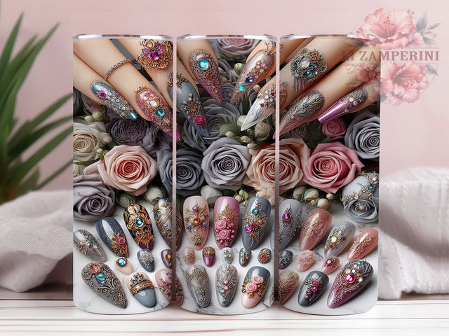 Glamorous Nail Artist Tumbler, Manicure Wrap Design, 20oz Tumbler Sublimation, Glam Nail Artist Sublimation, Beauty Salon Tumbler, Nail Polish Sublimation Li Zamperini 