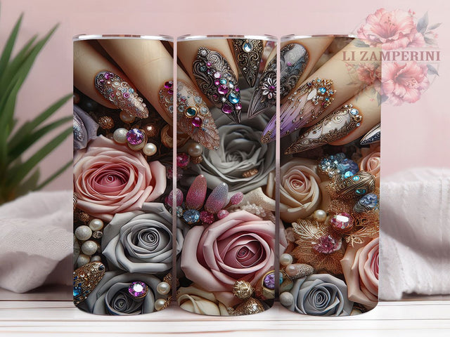 Glamorous Nail Artist Tumbler, Manicure Wrap Design, 20oz Tumbler Sublimation, Glam Nail Artist Sublimation, Beauty Salon Tumbler, Nail Polish Sublimation Li Zamperini 