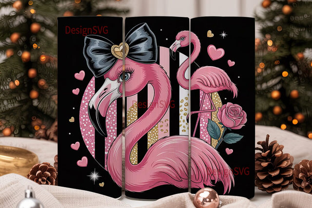 Glamorous Pink Flamingo 20oz Tumbler Sublimation DesignSVG 