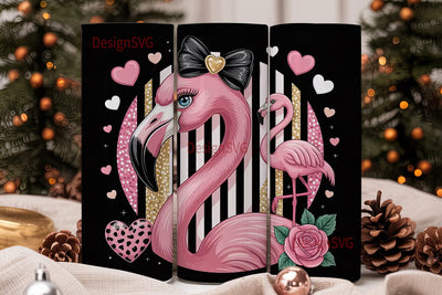 Glamorous Pink Flamingo 20oz Tumbler Sublimation DesignSVG 