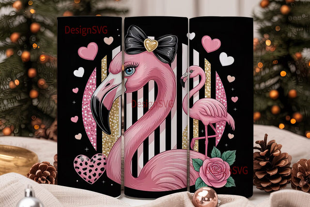 Glamorous Pink Flamingo 20oz Tumbler Sublimation DesignSVG 