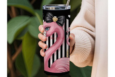 Glamorous Pink Flamingo 20oz Tumbler Sublimation DesignSVG 
