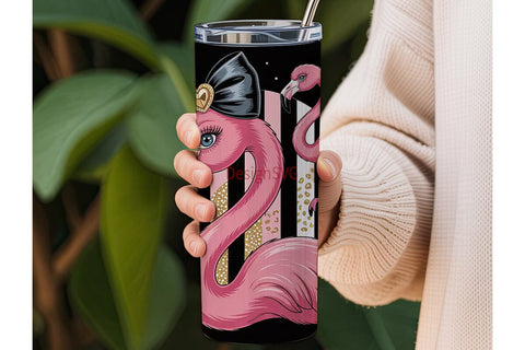 Glamorous Pink Flamingo 20oz Tumbler Sublimation DesignSVG 