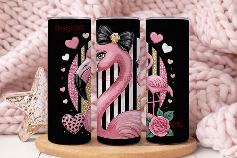 Glamorous Pink Flamingo 20oz Tumbler Sublimation DesignSVG 