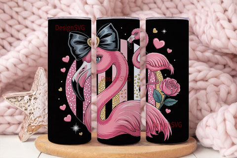 Glamorous Pink Flamingo 20oz Tumbler Sublimation DesignSVG 