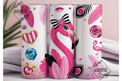 Glamorous Pink Flamingo 20oz Tumbler Sublimation sassyprint 