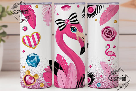 Glamorous Pink Flamingo 20oz Tumbler Sublimation sassyprint 