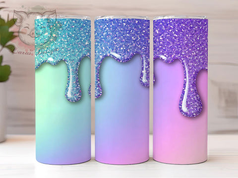 Glamorous Purple Glitter 20oz Tumbler, Iridescent Drinkware, 20oz Cup, Glitter Drips Mug, Sparkly Tumbler, Shimmering Drinkware, Glamorous Gift Sublimation Lara' s Designs 