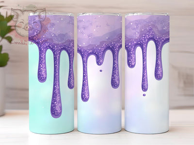 Glamorous Purple Glitter 20oz Tumbler, Iridescent Drinkware, 20oz Cup, Glitter Drips Mug, Sparkly Tumbler, Shimmering Drinkware, Glamorous Gift Sublimation Lara' s Designs 