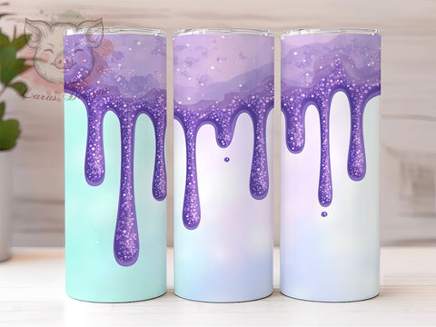 Glamorous Purple Glitter 20oz Tumbler, Iridescent Drinkware, 20oz Cup, Glitter Drips Mug, Sparkly Tumbler, Shimmering Drinkware, Glamorous Gift Sublimation Lara' s Designs 