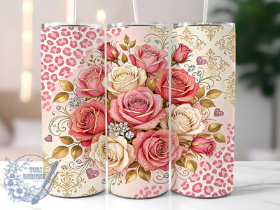 Glamorous Roses 20oz Tumbler, Glamorous rose design, Floral tumbler wrap, 20oz skinny tumbler, Glam rose print, Sublimation tumbler wrap, Elegant rose design, Rose tumbler pattern Sublimation ToriDesigns 