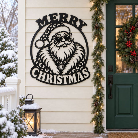 Glamorous Santa Christmas Laser SVG | Merry Christmas DXF | Glam Santa Metal Art | Christmas Sign Plasma CNC Cut File | Holiday Wall Decor SVG HappyDesignStudio 