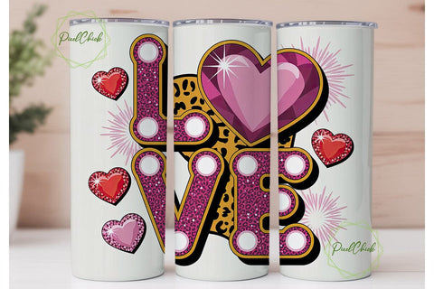 Glamorous Valentine's Tumbler Wrap Sublimation PixelChick 