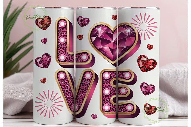 Glamorous Valentine's Tumbler Wrap Sublimation PixelChick 